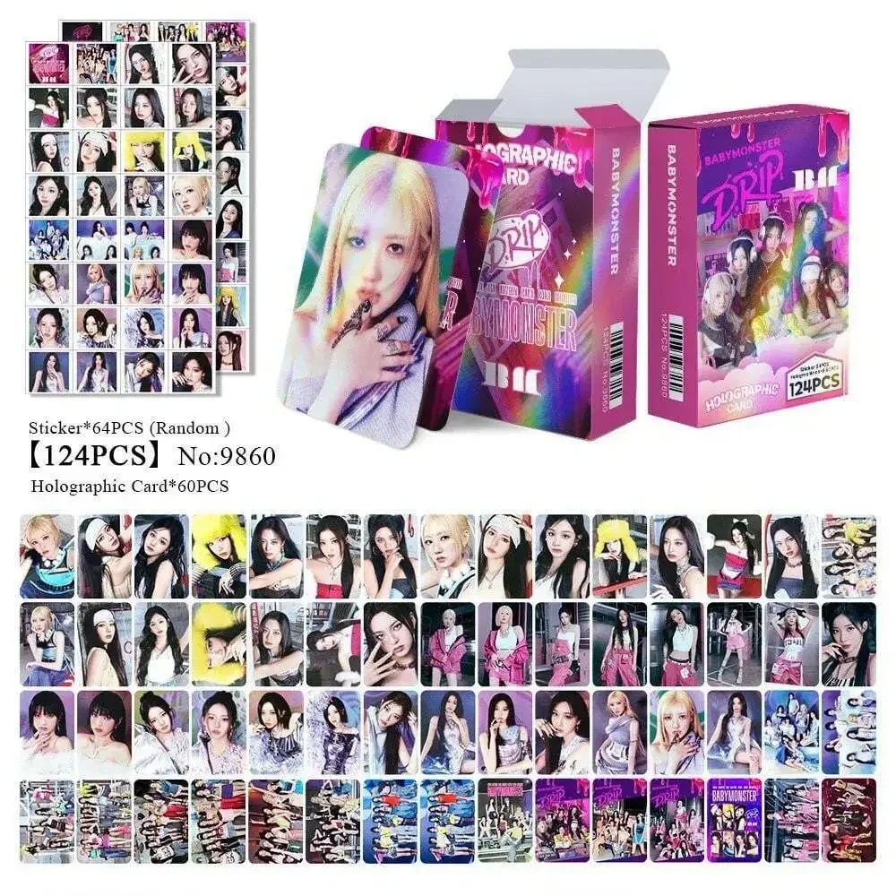 124PCS Korean Babymonster New Album Drip Photo Cards Set - Ahyeon Ruka Asa Rora